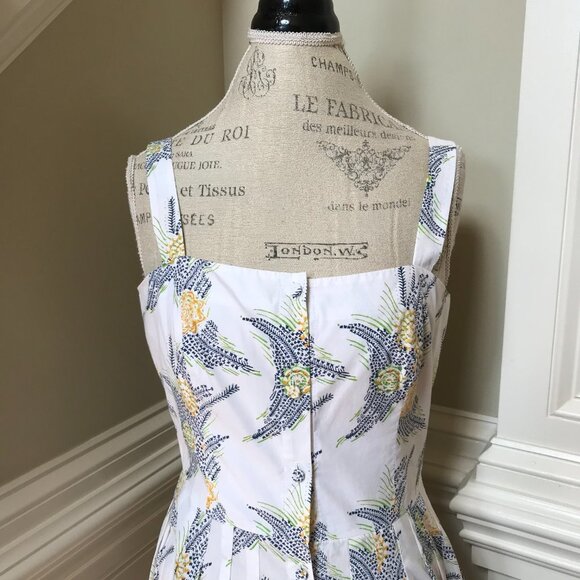 Charlotte Brody Garden Midi Dress Womens Medium White Blue Sleeveless Floral - Picture 8 of 14